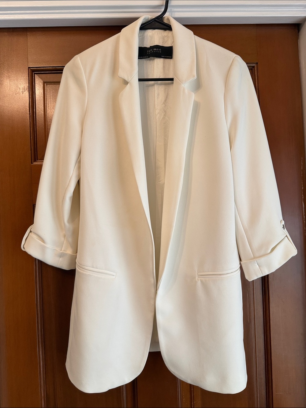 Zara Women's Cream Open-Front Blazer Jacket